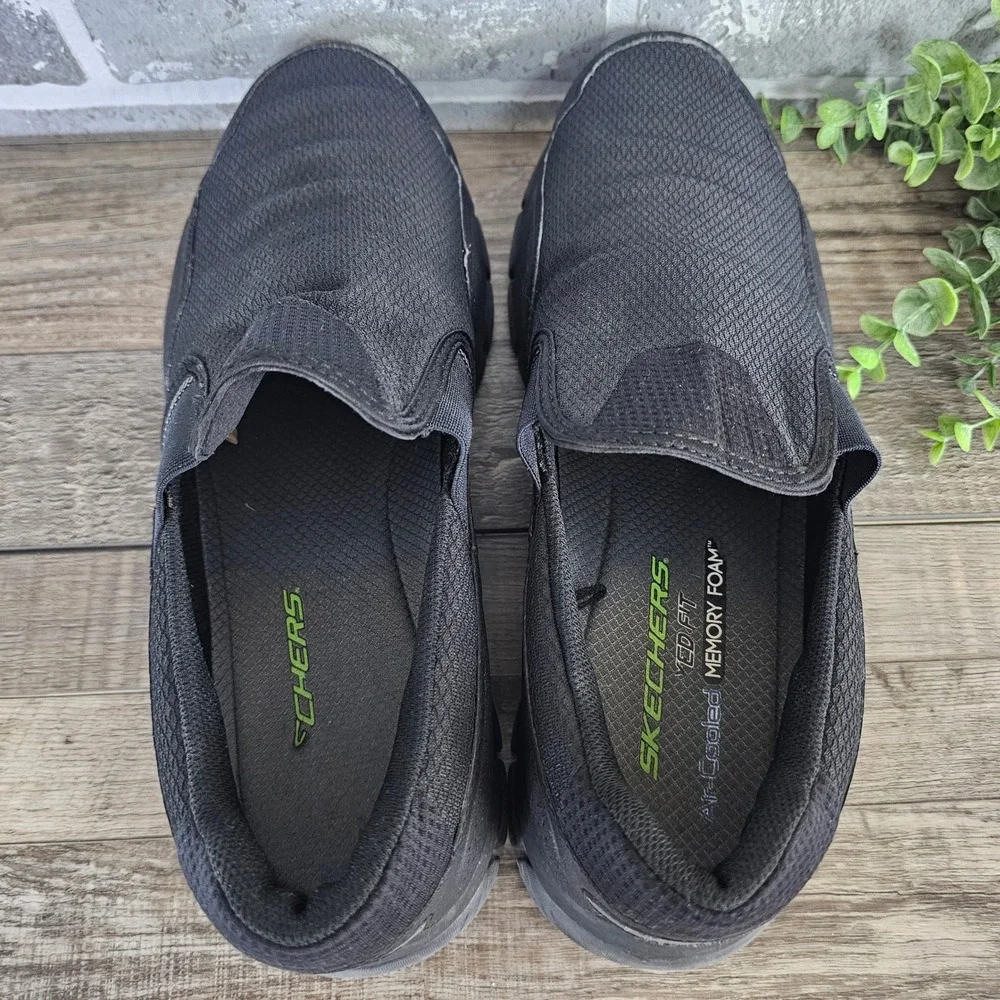 Skechers Skech-Flex 2.0 Mens Slip On Shoes Black 52621 BBK Size 12‎ Comfort
